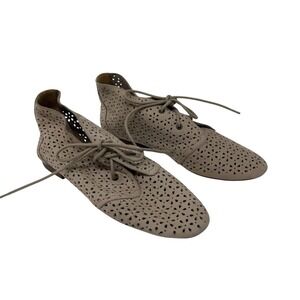 Nine West Perforated Patterned Oxford Shoe Womens Size 6.5M Tan